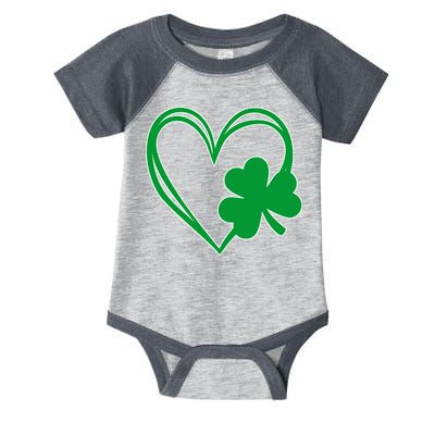St Patricks Day Shamrock Heart Infant Baby Jersey Bodysuit