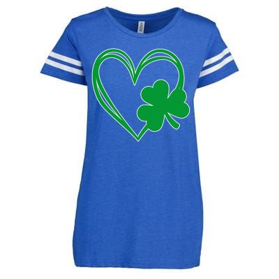 St Patricks Day Shamrock Heart Enza Ladies Jersey Football T-Shirt