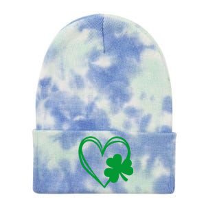 St Patricks Day Shamrock Heart Tie Dye 12in Knit Beanie