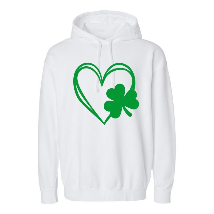 St Patricks Day Shamrock Heart Garment-Dyed Fleece Hoodie