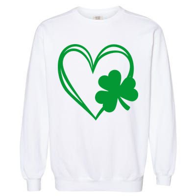 St Patricks Day Shamrock Heart Garment-Dyed Sweatshirt
