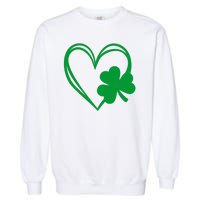 St Patricks Day Shamrock Heart Garment-Dyed Sweatshirt