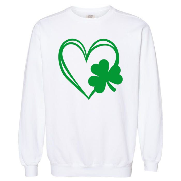 St Patricks Day Shamrock Heart Garment-Dyed Sweatshirt