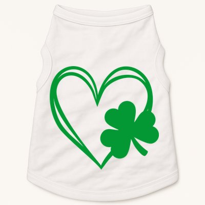 St Patricks Day Shamrock Heart Doggie Tank