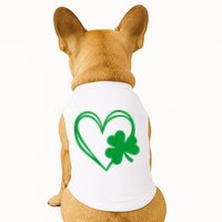 St Patricks Day Shamrock Heart Doggie Tank