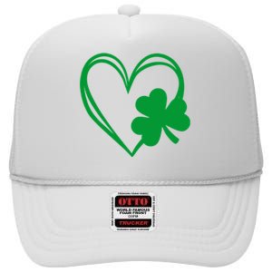 St Patricks Day Shamrock Heart High Crown Mesh Back Trucker Hat