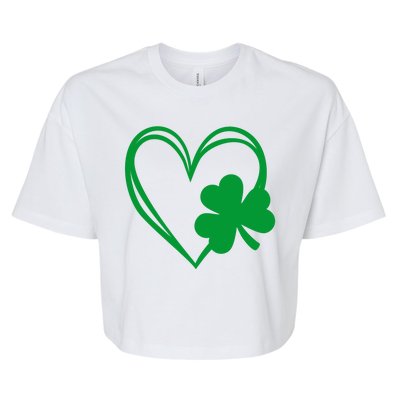 St Patricks Day Shamrock Heart Bella+Canvas Jersey Crop Tee