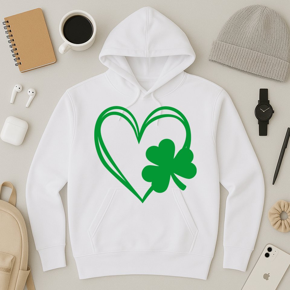 St Patricks Day Shamrock Heart Hoodie