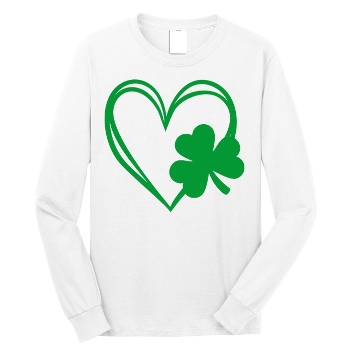 St Patricks Day Shamrock Heart Long Sleeve Shirt