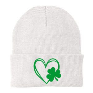 St Patricks Day Shamrock Heart Knit Cap Winter Beanie