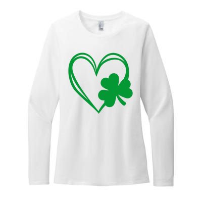 St Patricks Day Shamrock Heart Womens CVC Long Sleeve Shirt