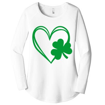 St Patricks Day Shamrock Heart Women's Perfect Tri Tunic Long Sleeve Shirt