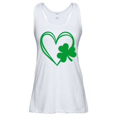 St Patricks Day Shamrock Heart Ladies Essential Flowy Tank