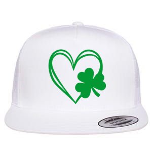 St Patricks Day Shamrock Heart Flat Bill Trucker Hat