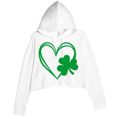 St Patricks Day Shamrock Heart Crop Fleece Hoodie