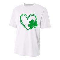 St Patricks Day Shamrock Heart Youth Performance Sprint T-Shirt