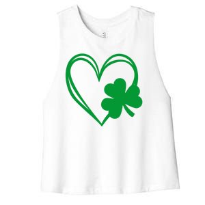 St Patricks Day Shamrock Heart Women's Racerback Cropped Tank