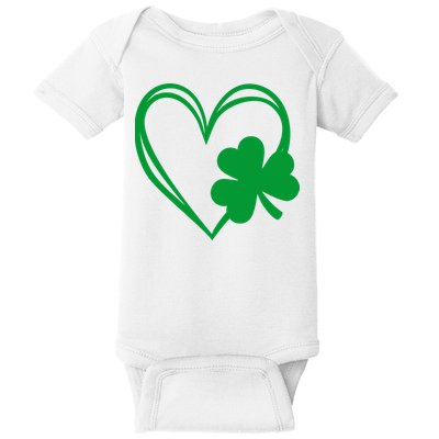 St Patricks Day Shamrock Heart Baby Bodysuit