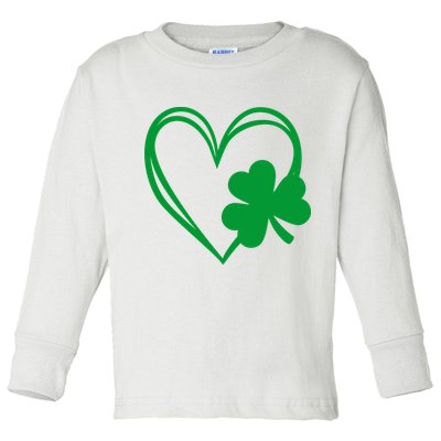 St Patricks Day Shamrock Heart Toddler Long Sleeve Shirt
