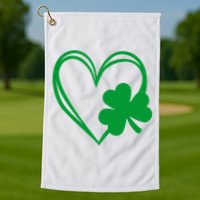 St Patricks Day Shamrock Heart Golf Towel