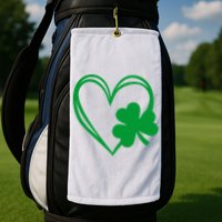 St Patricks Day Shamrock Heart Golf Towel