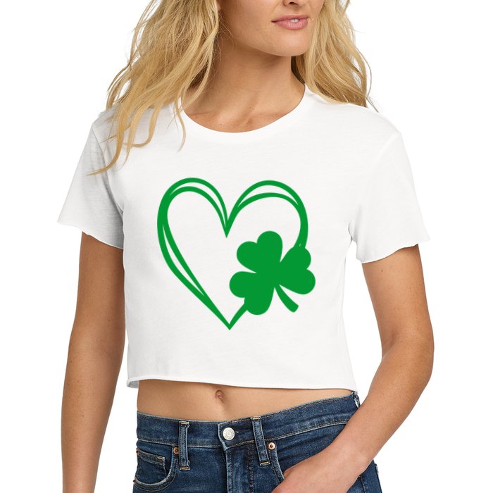 St Patricks Day Shamrock Heart Crop Top