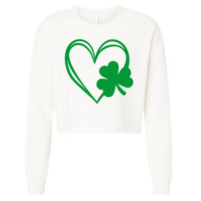 St Patricks Day Shamrock Heart Cropped Pullover Crew