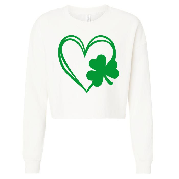 St Patricks Day Shamrock Heart Cropped Pullover Crew