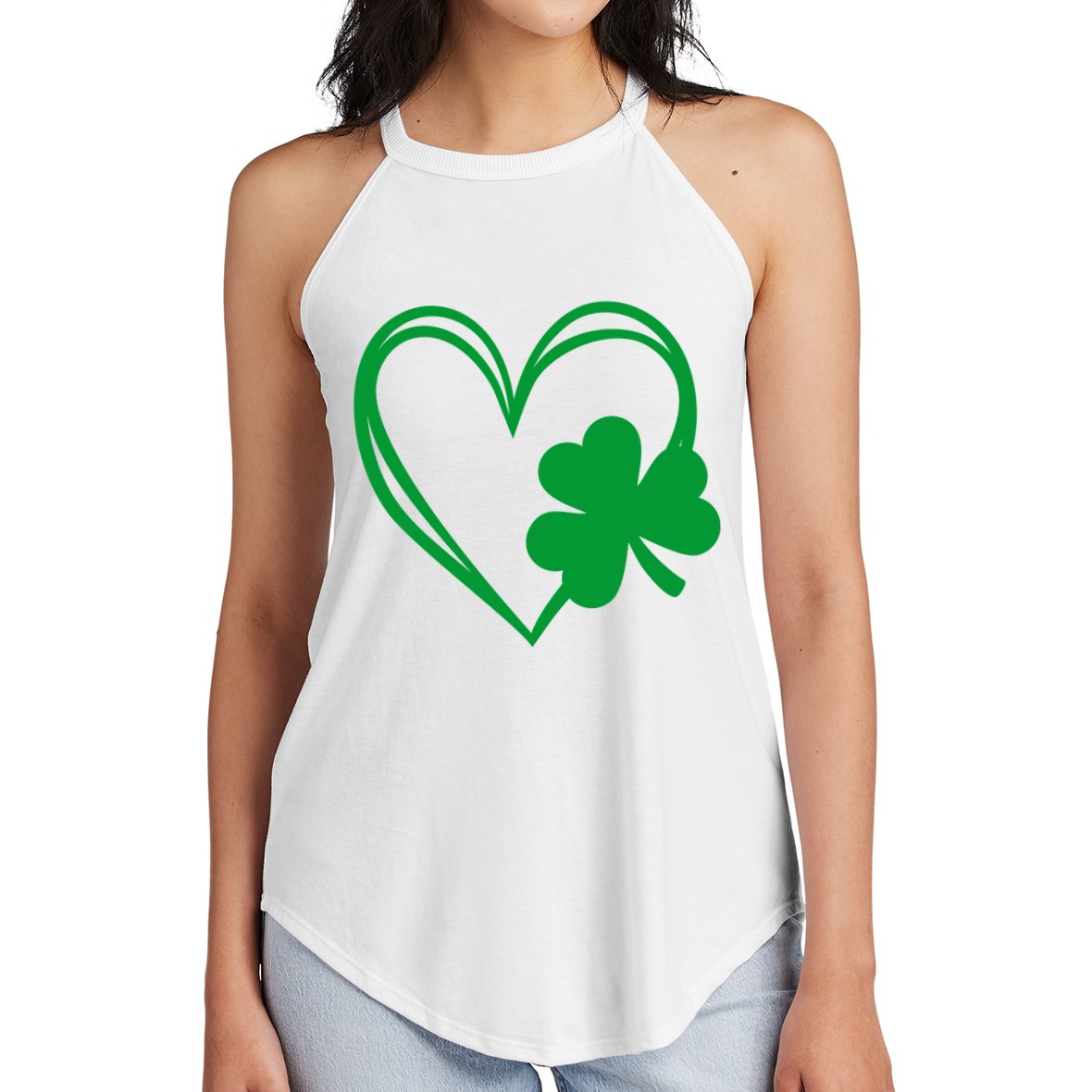 St Patricks Day Shamrock Heart Women's Perfect Tri Rocker Tank