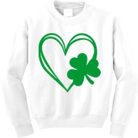 St Patricks Day Shamrock Heart Kids Sweatshirt