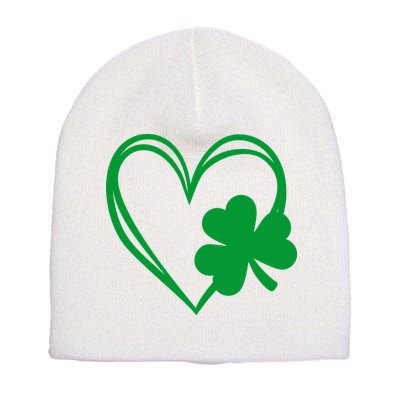 St Patricks Day Shamrock Heart Short Acrylic Beanie