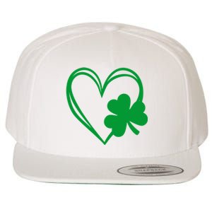 St Patricks Day Shamrock Heart Wool Snapback Cap