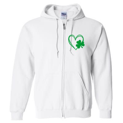 St Patricks Day Shamrock Heart Full Zip Hoodie