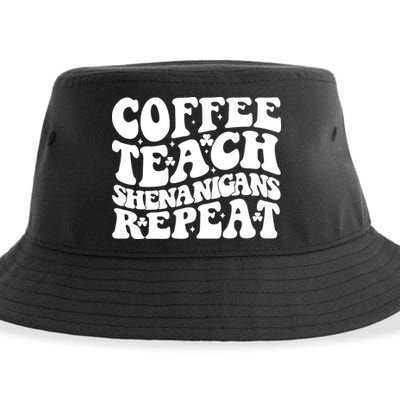 St Patricks Day Teachers Design For Teacher Who Loves Coffee Sustainable Bucket Hat