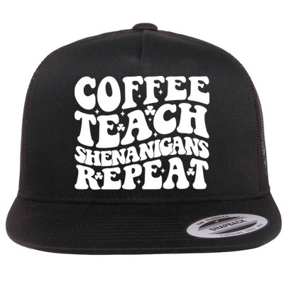 St Patricks Day Teachers Design For Teacher Who Loves Coffee Flatbill Hat