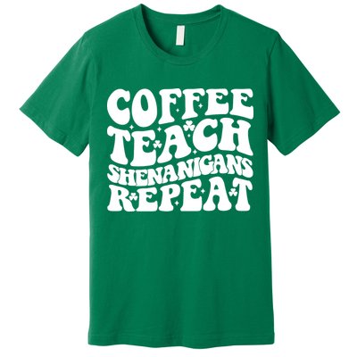 St Patricks Day Teachers Design For Teacher Who Loves Coffee Premium T-Shirt