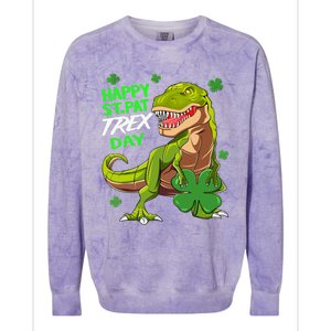 St Patricks Day Dinosaur Dino Saurus Irish Shamrock Boy Colorblast Crewneck Sweatshirt