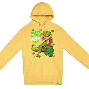 St Patricks Day Dinosaur Dino Saurus Irish Shamrock Boy Premium Pullover Hoodie