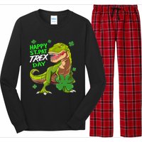 St Patricks Day Dinosaur Dino Saurus Irish Shamrock Boy Long Sleeve Pajama Set