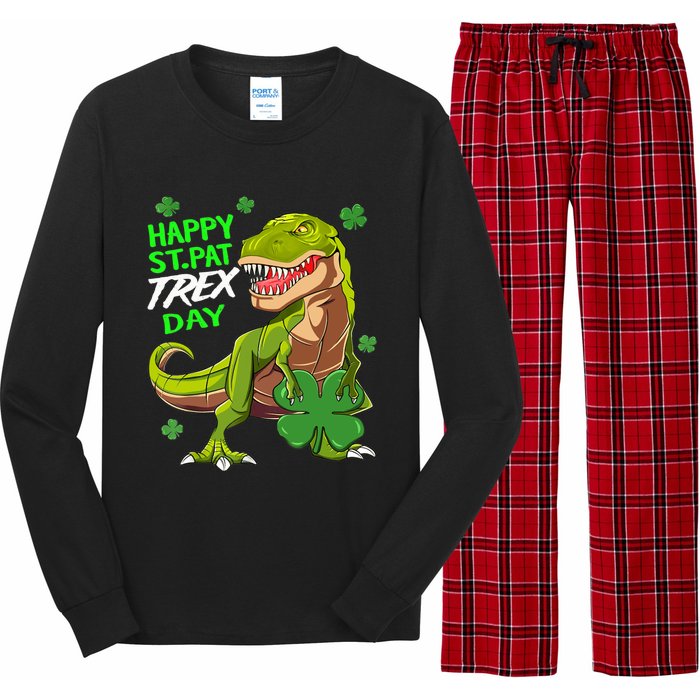 St Patricks Day Dinosaur Dino Saurus Irish Shamrock Boy Long Sleeve Pajama Set