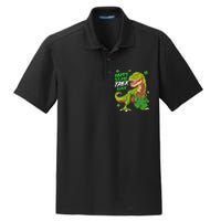 St Patricks Day Dinosaur Dino Saurus Irish Shamrock Boy Dry Zone Grid Polo