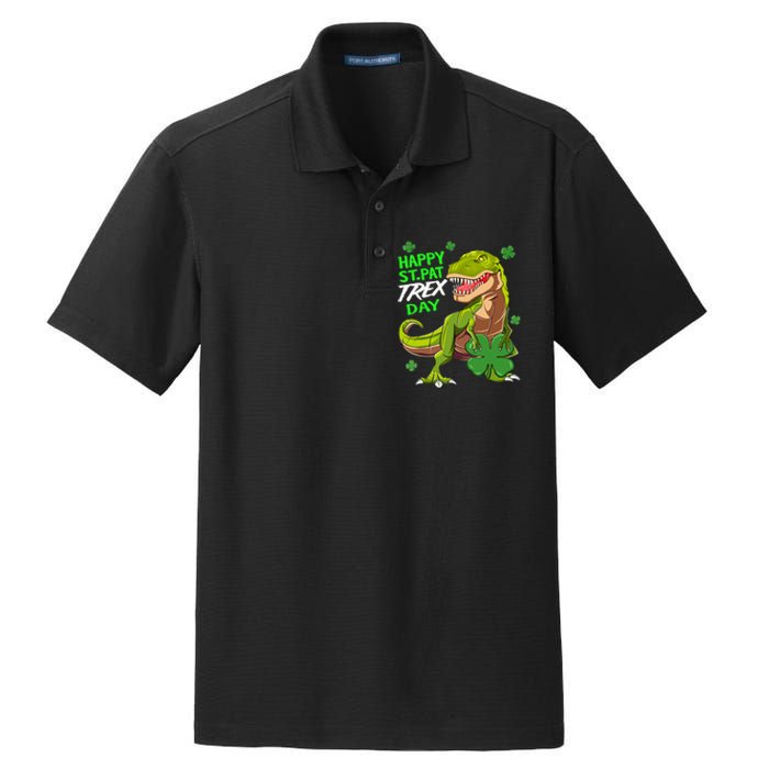 St Patricks Day Dinosaur Dino Saurus Irish Shamrock Boy Dry Zone Grid Polo