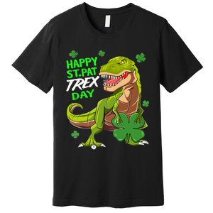 St Patricks Day Dinosaur Dino Saurus Irish Shamrock Boy Premium T-Shirt