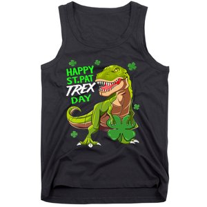 St Patricks Day Dinosaur Dino Saurus Irish Shamrock Boy Tank Top