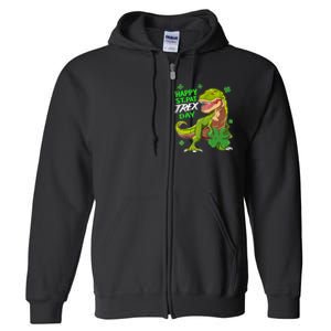 St Patricks Day Dinosaur Dino Saurus Irish Shamrock Boy Full Zip Hoodie