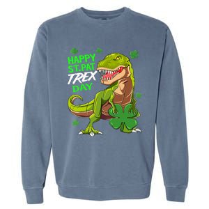 St Patricks Day Dinosaur Dino Saurus Irish Shamrock Boy Garment-Dyed Sweatshirt