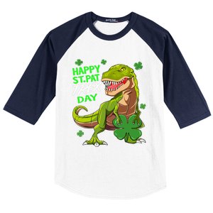 St Patricks Day Dinosaur Dino Saurus Irish Shamrock Boy Baseball Sleeve Shirt