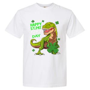 St Patricks Day Dinosaur Dino Saurus Irish Shamrock Boy Garment-Dyed Heavyweight T-Shirt