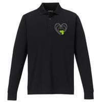 Saint Patrick's Day Green Heart Lucky Charmss Paddy's Day Performance Long Sleeve Polo