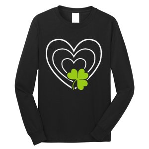 Saint Patrick's Day Green Heart Lucky Charmss Paddy's Day Long Sleeve Shirt